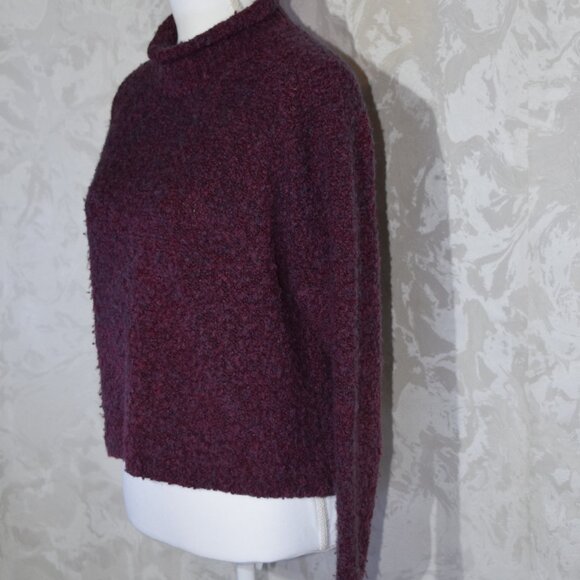 The Limited Women's S Small Maroon Bouclé Knit Mock Neck Sweater - Picture 3 of 5